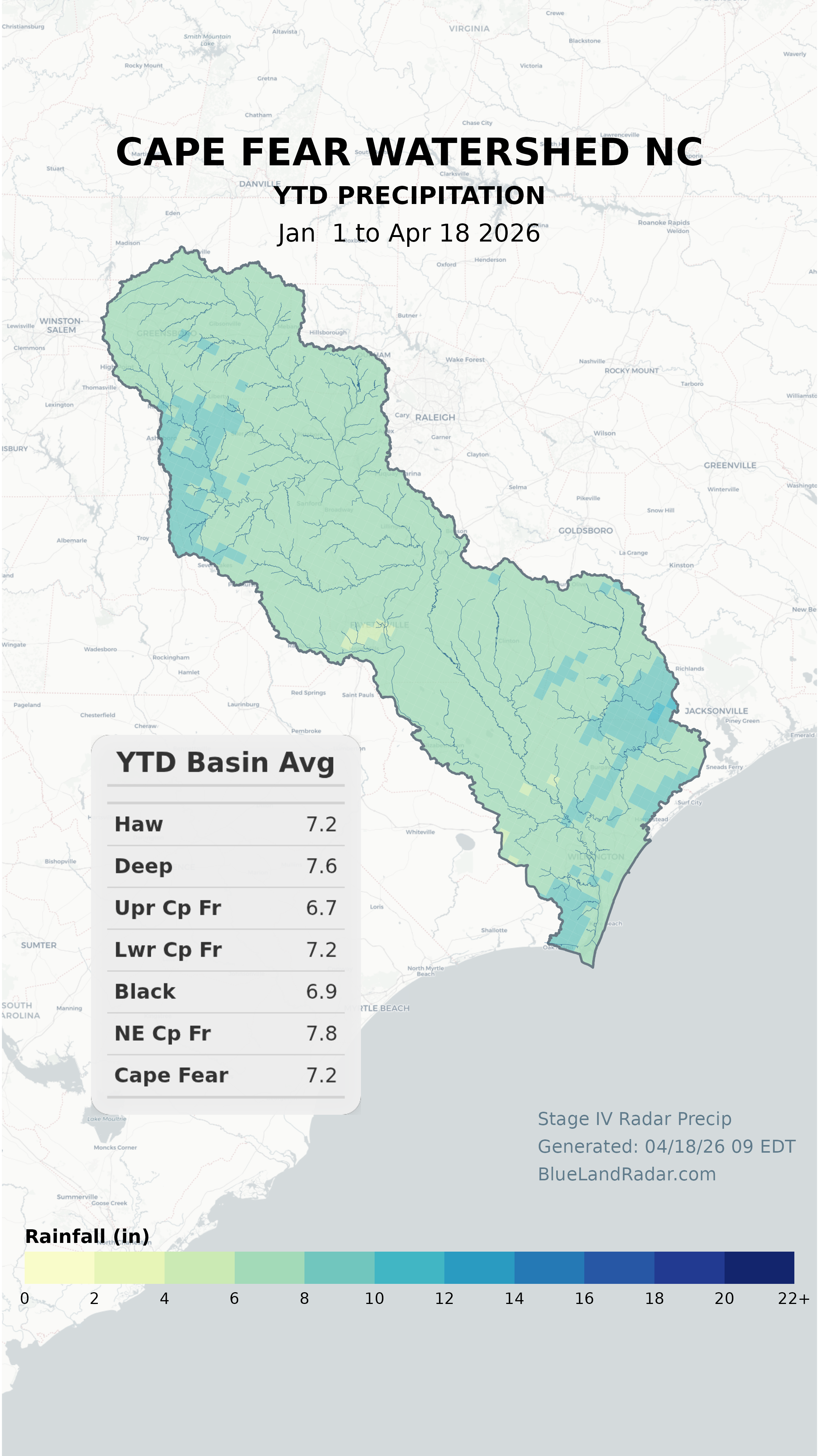 Cape Fear YTD precip